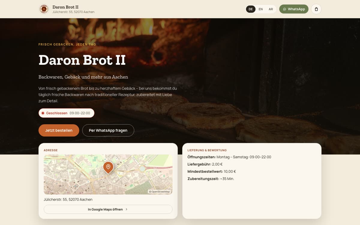 Daron Brot II – Bestellsystem ohne Provision – Vorschau